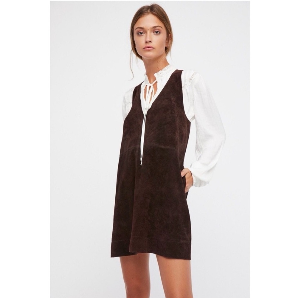 Free People Retro Love Suede Mini Dress Brown Size XS